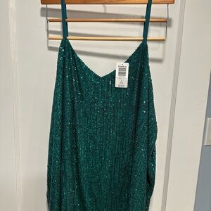 Green Sequin Sleeveless Top